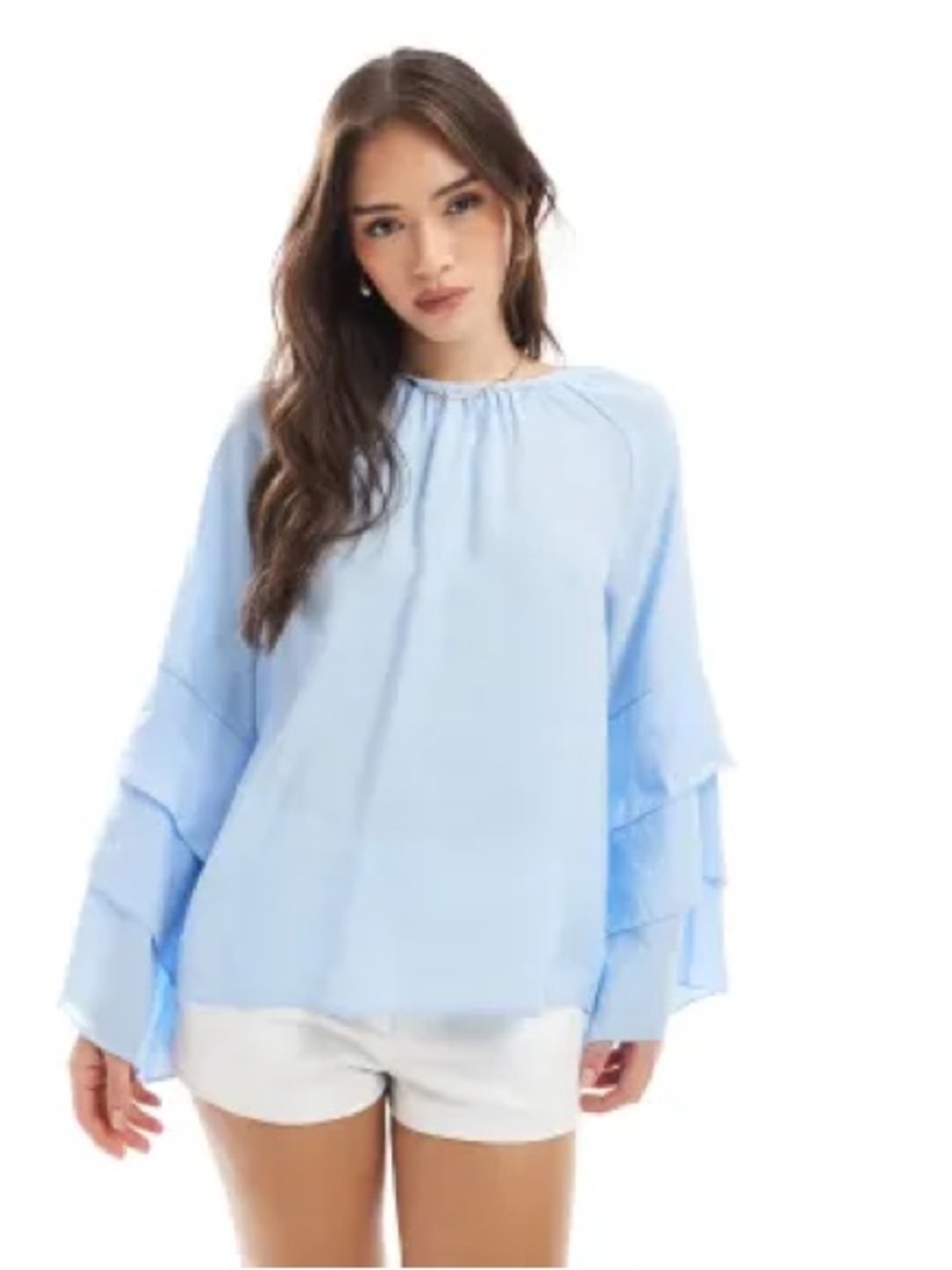 asos design tall blouse with ruffle sleeves